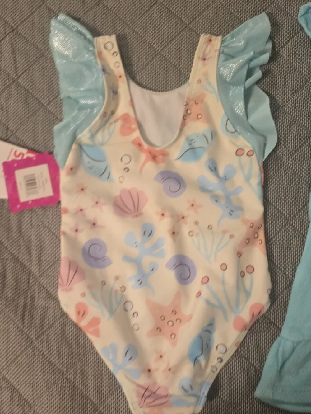 Disney Little Mermaid Girls Light Blue Hooded Cover-Up & Ariel Swimsuit Set
